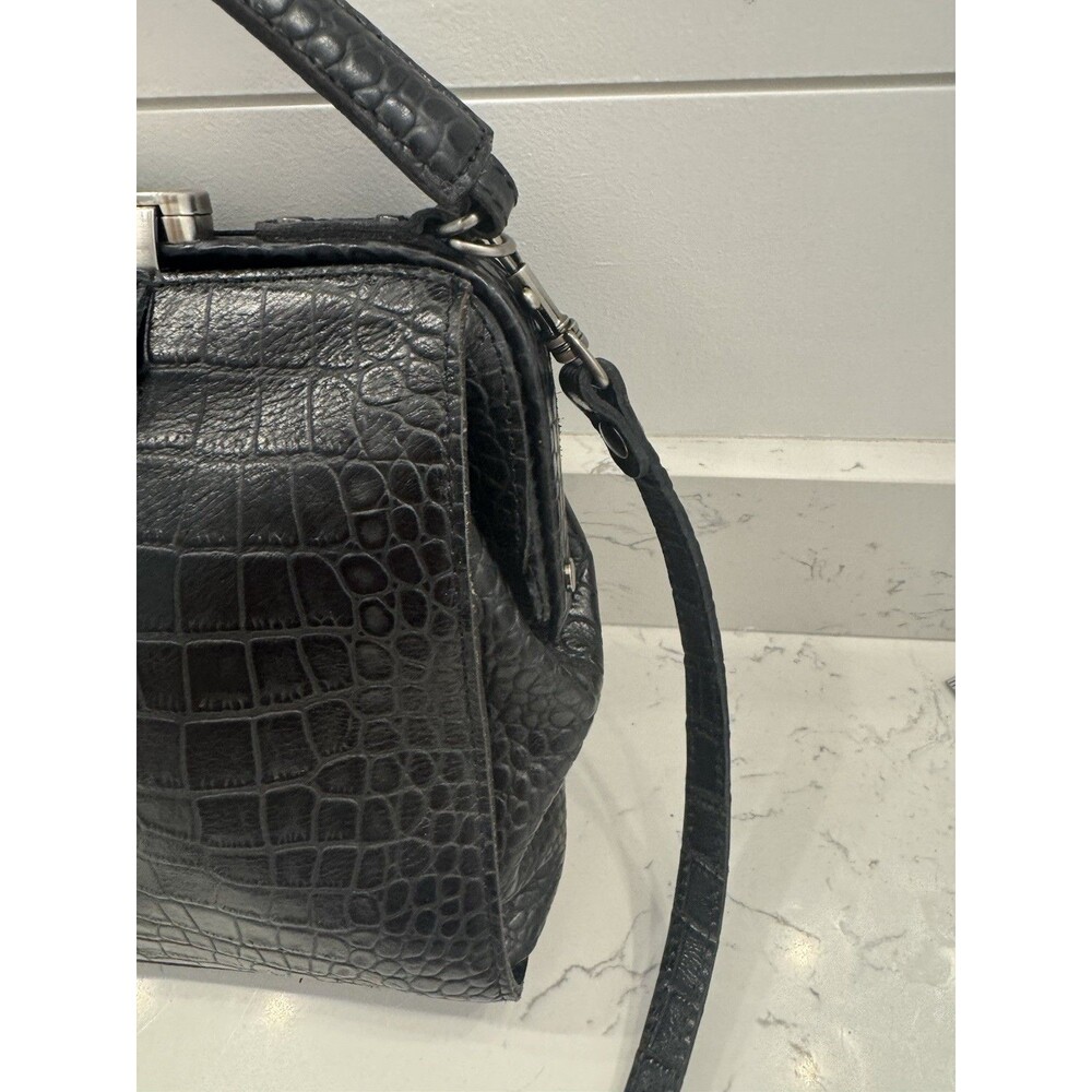 Patricia Nash Leather Crocodile Embossed Nela Frame Tote Black 10th Anniversary - Picture 5 of 16